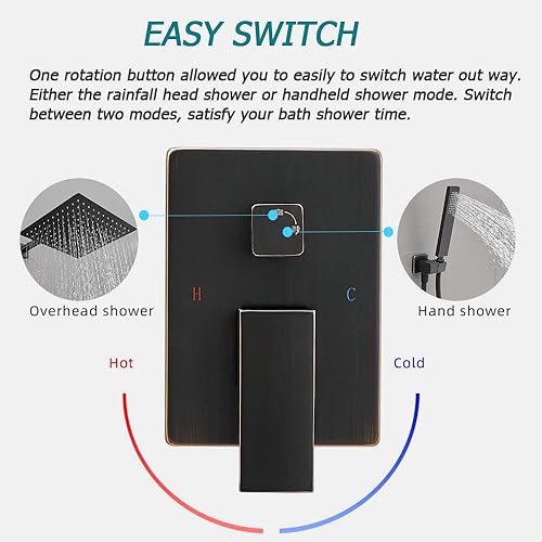 Miniatura 58 de Sistema de ducha de níquel cepillado para baño, mezclador de lluvia de lujo, conjunto combinado de ducha montado en la pared, sistema de cabezal