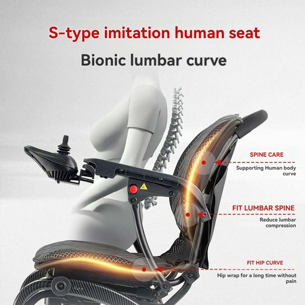 Silla de ruedas eléctrica, ligera y ergonómica, plegable, de solo 14 kg, motorizada, con doble motor, reposabrazos elevable, con muleta e iluminación. (Silla de ruedas con sombrilla)