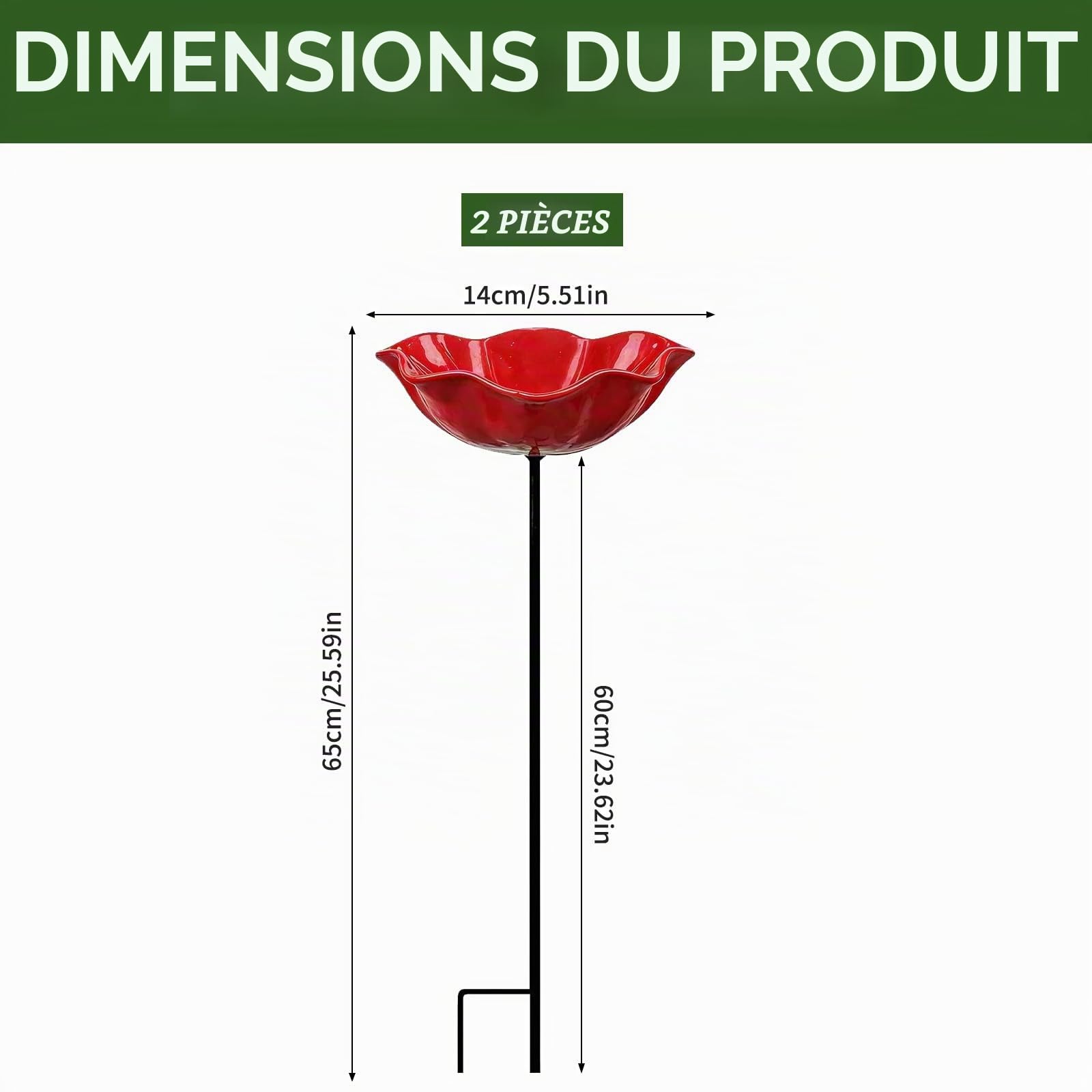 Bain D’Oiseaux,2 Pièces Abreuvoir Oiseaux,Bain pour Oiseaux,Mangeoire Oiseaux,Bassin pour Oiseaux,Deco Jardin Exterieur,pour Insectes et Papillons,Décoration Jardin Terrasse