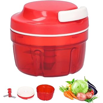 Onion Cutter Onion Cutter with Pulley Multi-Chopper Manual Vegetable Cutter Household Drawstring Design Manual Vegetable Chopper Shredder Meat Mixer Kitchen Supplies Red-300 ml