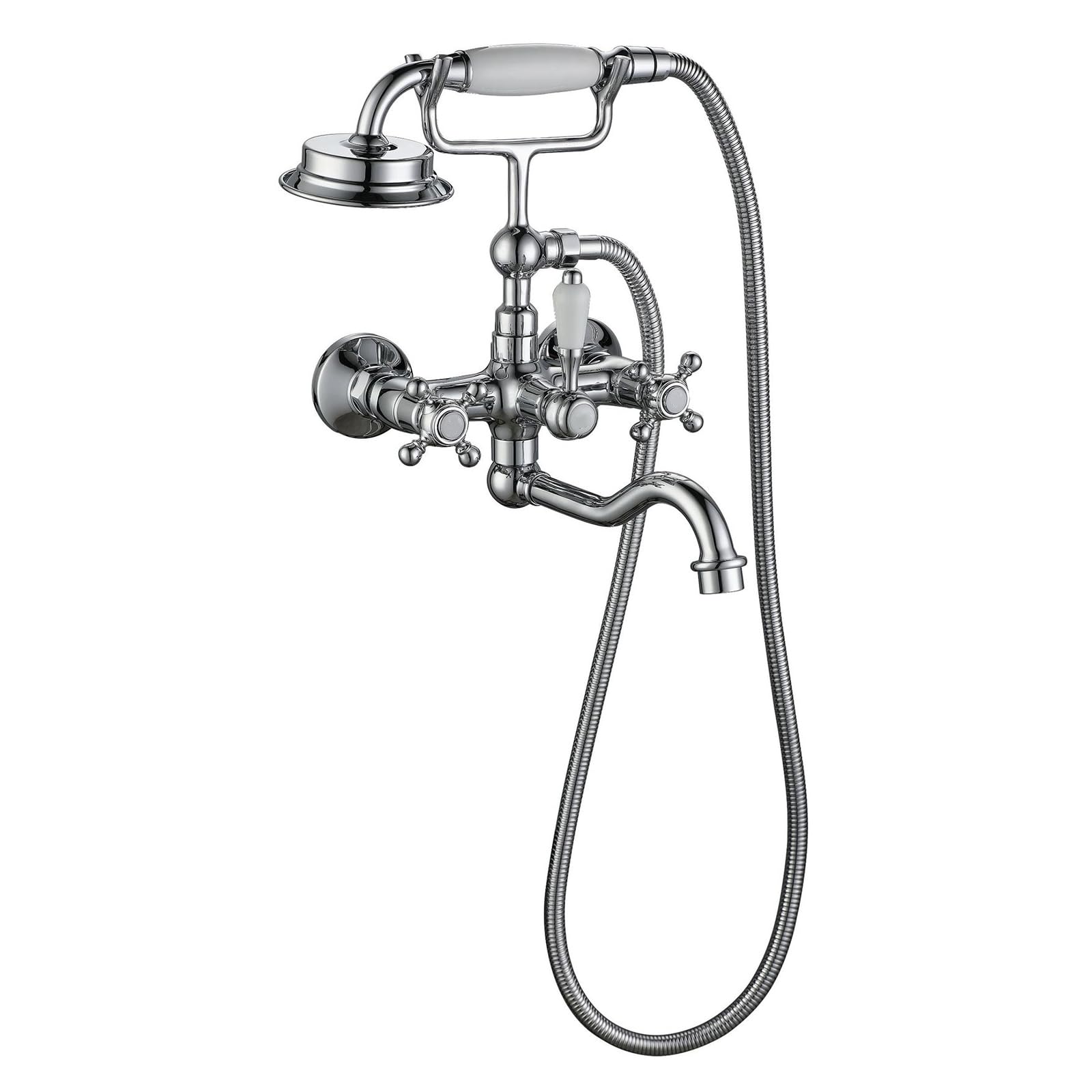 Robinet mitigeur de bain avec douche murale eau chaude froide double poignée