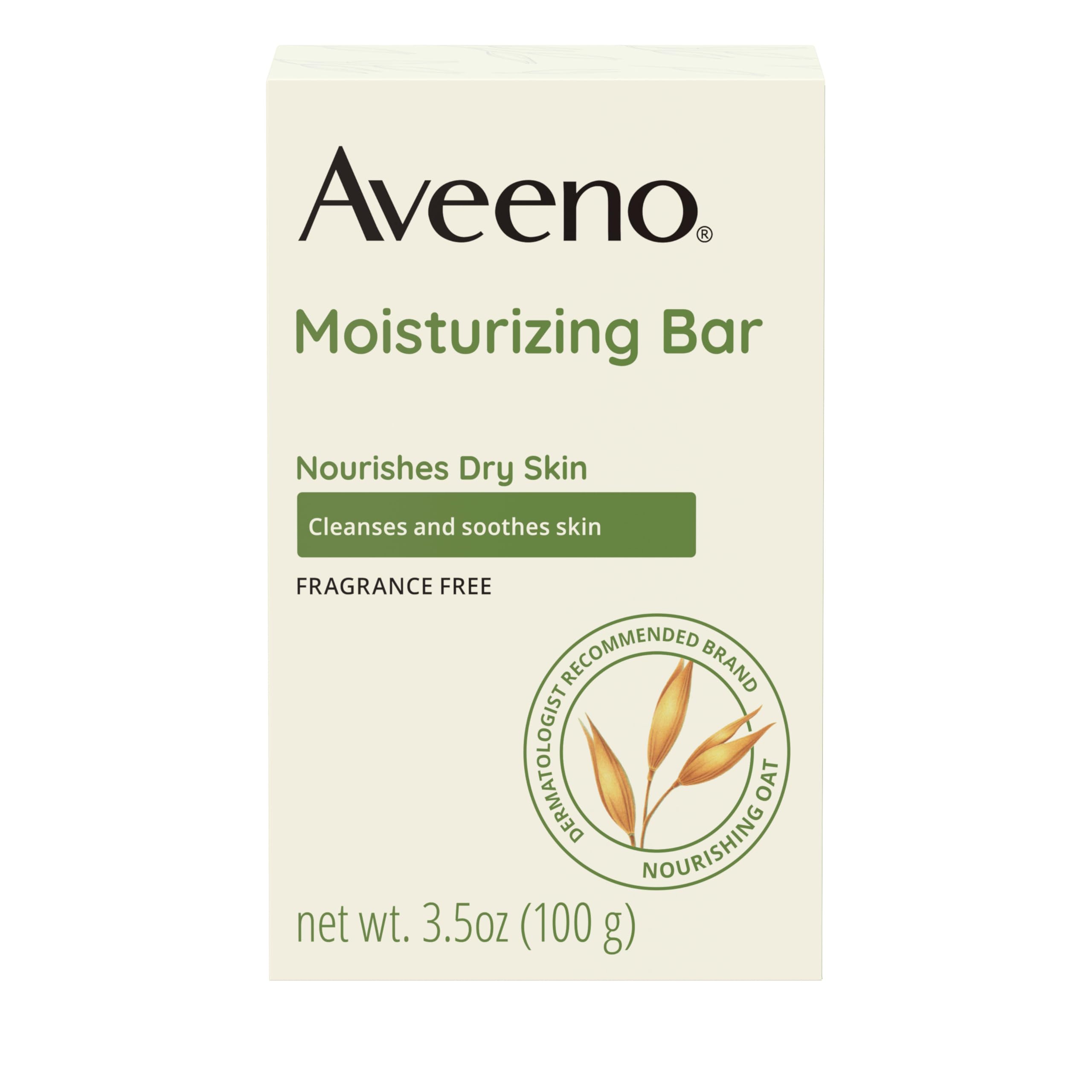 Aveeno Gentle Moisturizing Face Cleansing Bar, Daily Facial Cleanser Bar with Nourishing Oat for Dry Skin, Gently Cleanses & Soothes Skin, Non-Comedogenic & Fragrance-Free, 3.5 oz (Pack Of 8)