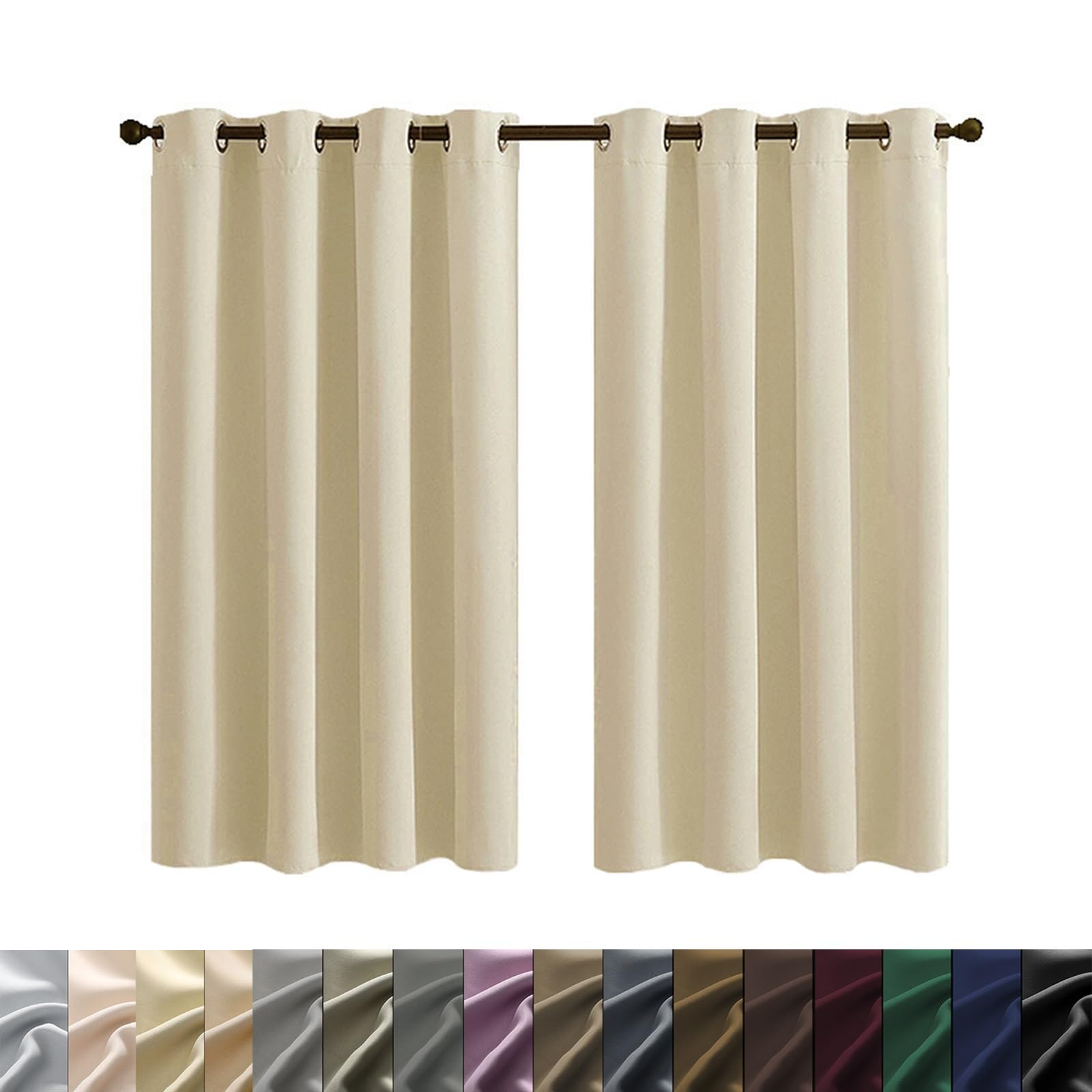 WUXXIANG Cortinas Salon Opacas 2 Piezas 120 x 140 cm Proteccion Solar, Protección Visual, Cortinas Dormitorio Cortina Corta para Ventana, con Corbatas, para Dormitorio, Cocina, Amarillo Arena