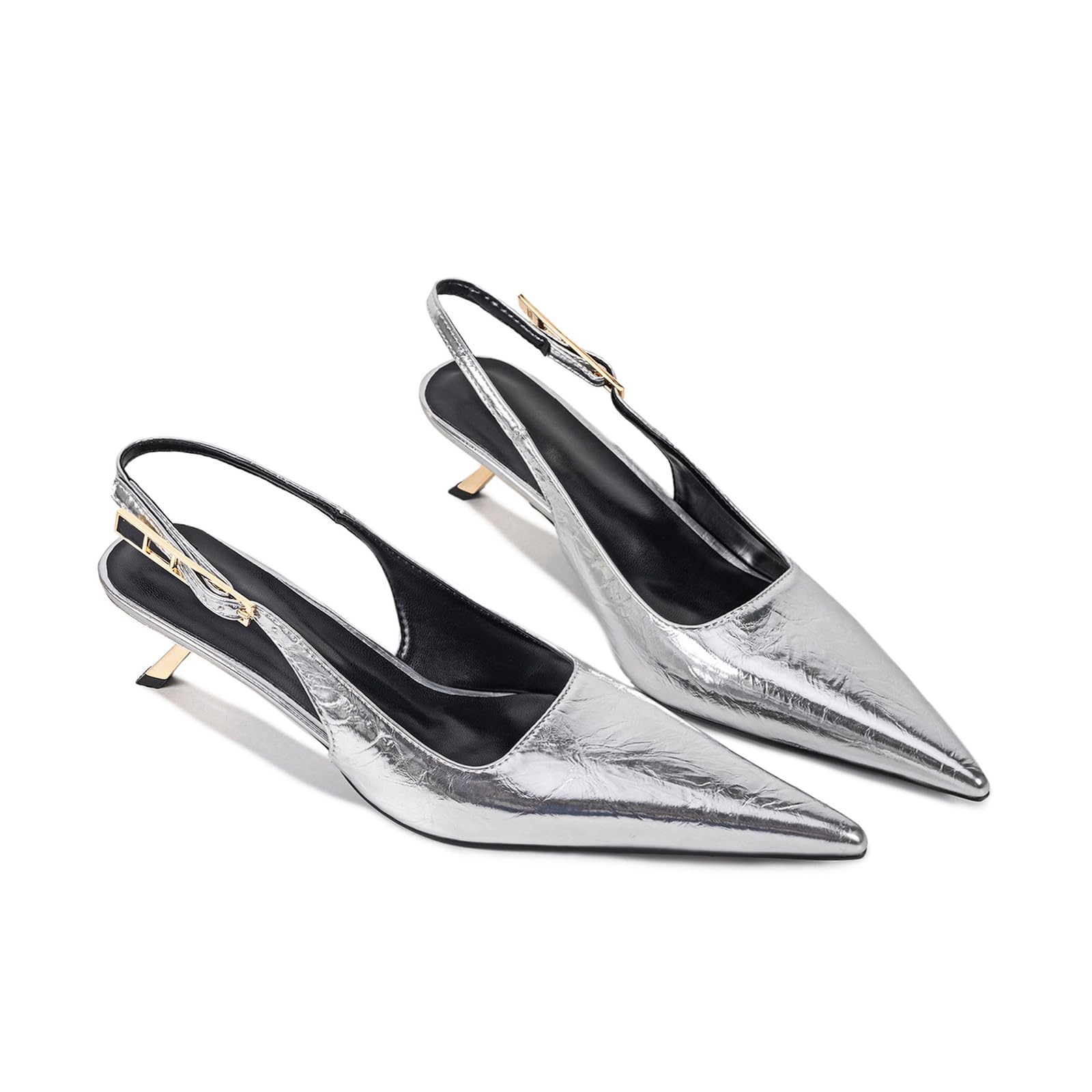 Décolleté da Donna a Punta 5,5CM con Tacco Basso, Slingback con Fibbia, Scarpe da Sera per Appuntamenti, Feste e Lavoro