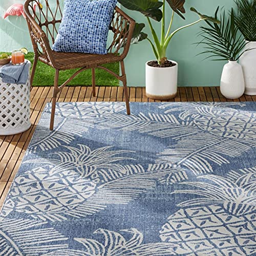 Tommy Bahama Malibu Pineapple Coastal Indoor/Outdoor Area Rug, Navy