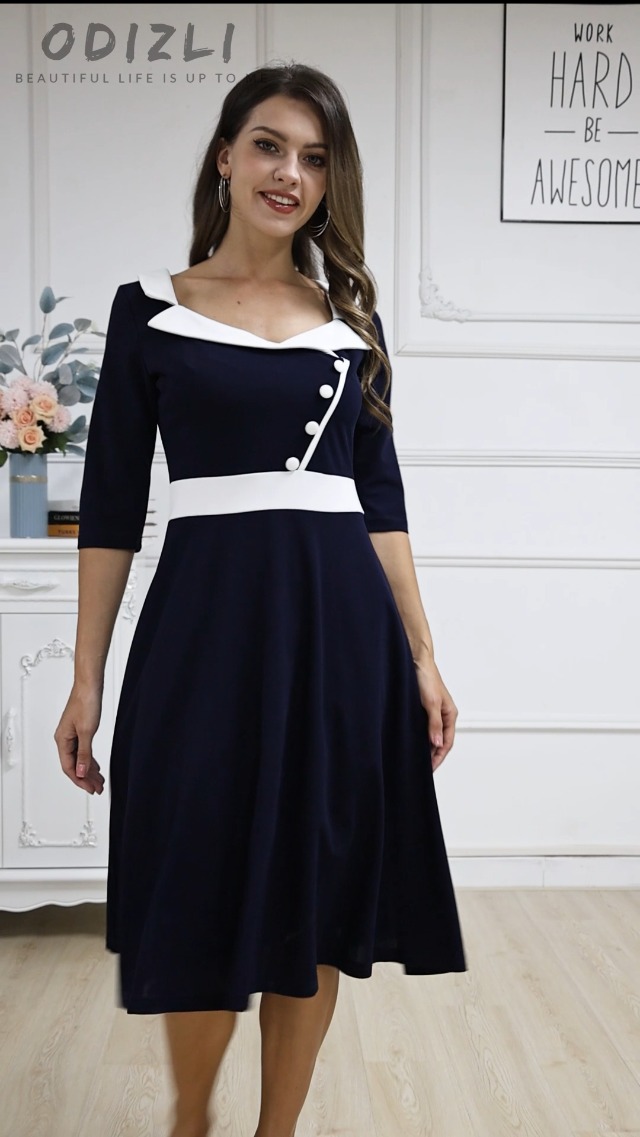 awesome dresses for ladies Watch 1950s Women Retro Dress 3/4 Sleeve Dress on Amazon Live 121624-2