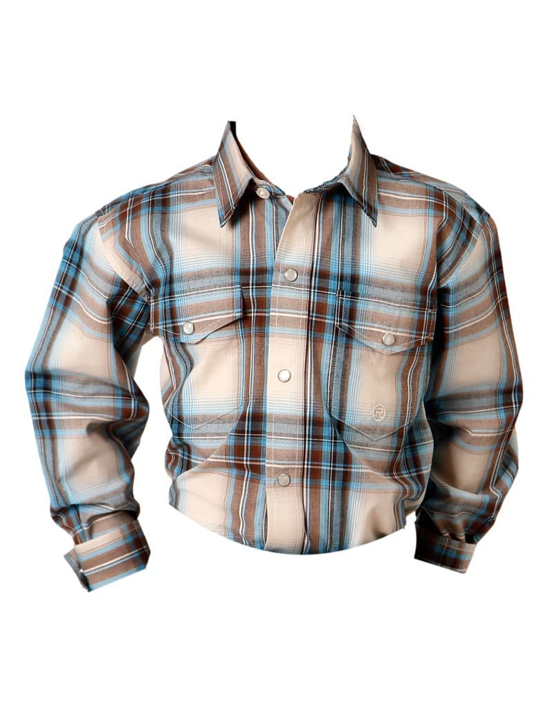 ROPER Western Shirt Boys L/S Plaid Snap S Brown 03-030-0278-1048 BR