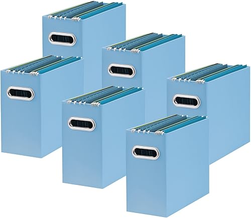 Oterri Organizador de archivos, caja de almacenamiento pequeña, organizador de carpetas de archivos de cartón, caja de archivos plegable,