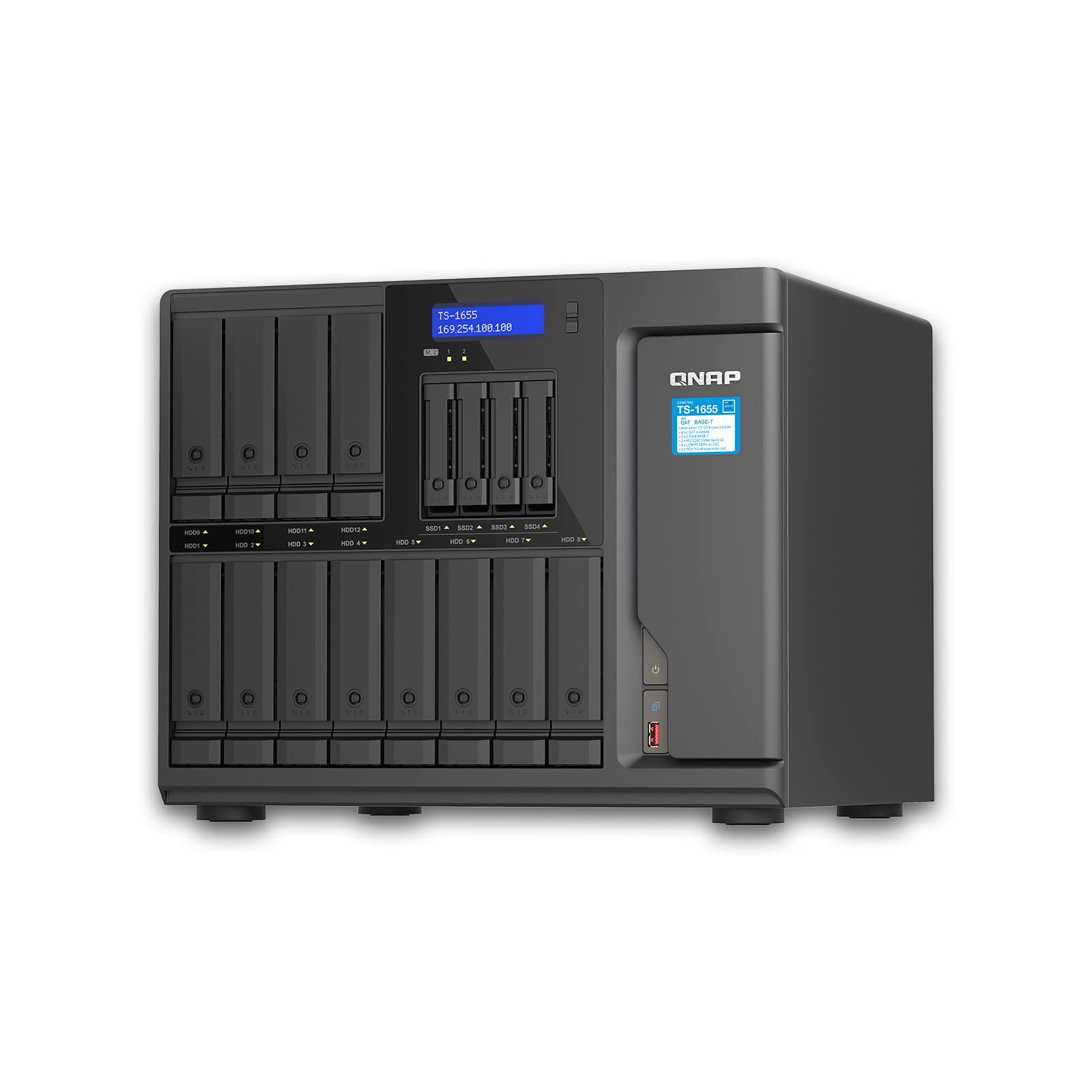 Qnap TS-1655-8G | 16-Bay, Intel Atom, 3X PCIe Gen3, 2.5 GbE NAS
