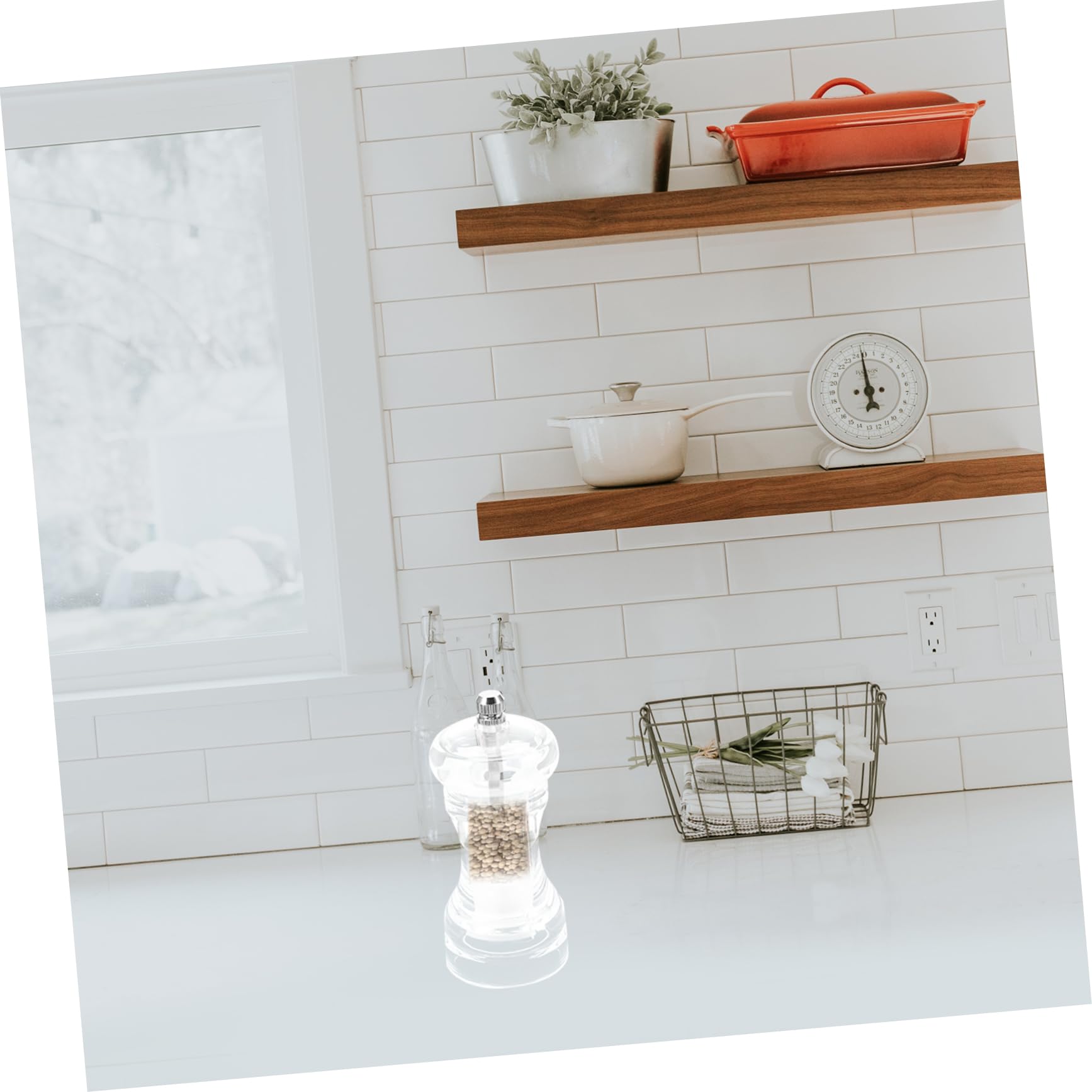 GRIRIW Condiment Bottles Refillable Salt Garlic Grinder Bottle Grinder Auto Salt Sugar Shakers Pepper Shaker Pepper Grinding Tool Manual Grinder Pepper Grinder Pepper Crusher Metal White