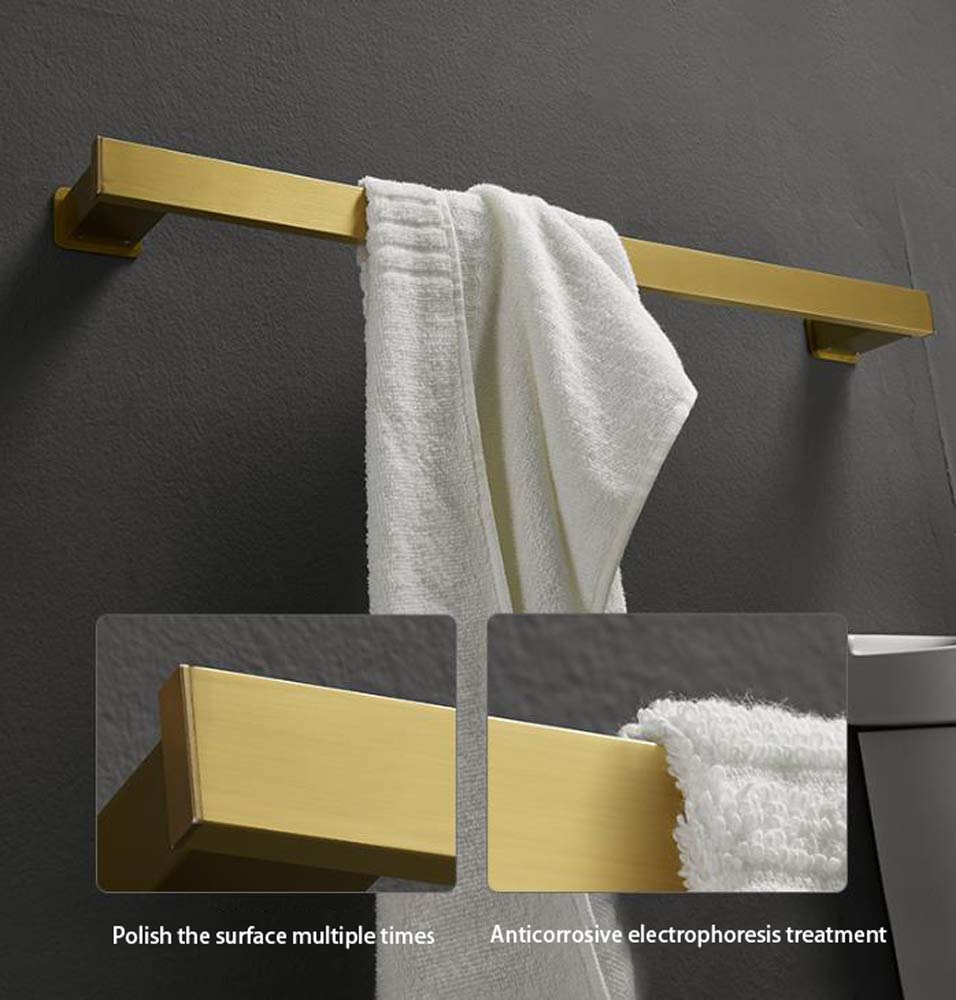 NEECS Porte-Serviettes, Auto-adhésif ou à vis, Porte-Serviettes en Aluminium brossé doré, Traitement de Surface Poli, Porte-Serviettes Mural pour Salle de Bain/Salle de Bain de 40 cm (co