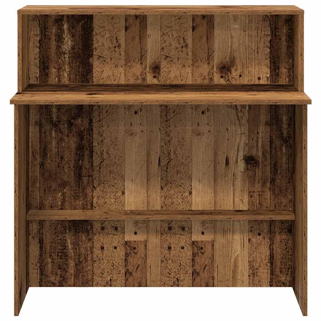 Gecheer Empfangstheke Altholz-Optik 100x50x103,5 cm Holzwerkstoff, Empfangstresen, Salon Empfangstheke, Kassentheke, Empfangstisch, Büro Empfangstheke