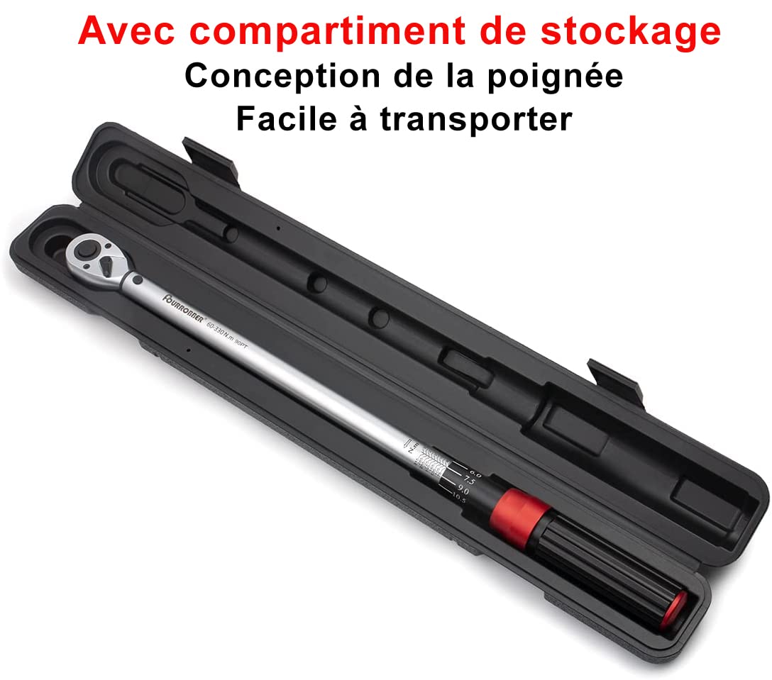 Clé Dynamométrique 1/2" 60-330 Nm Précision±3% 90 Dents