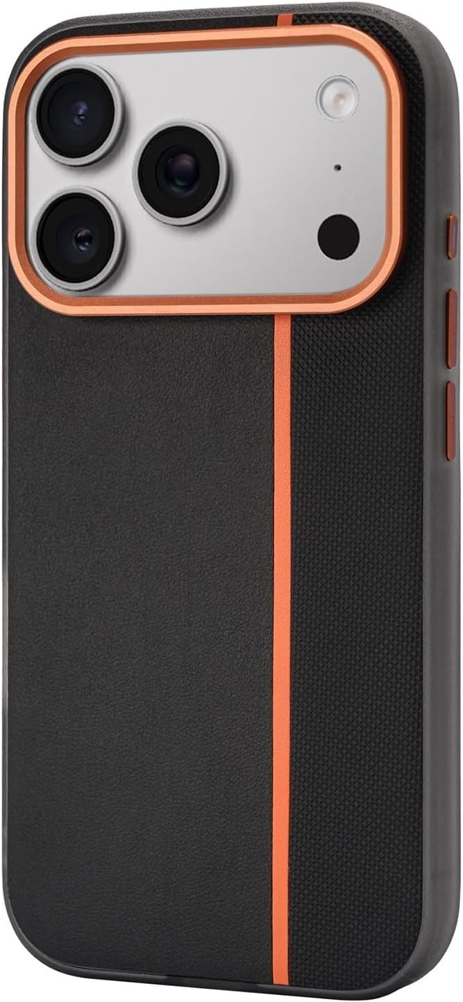 Magnetic Case for iPhone 17/17 Air/17 Pro/17 Pro Max, with Metal Frame Camera Protection Case Slim Splicing Color Leather Cover(Blue,17 Air)