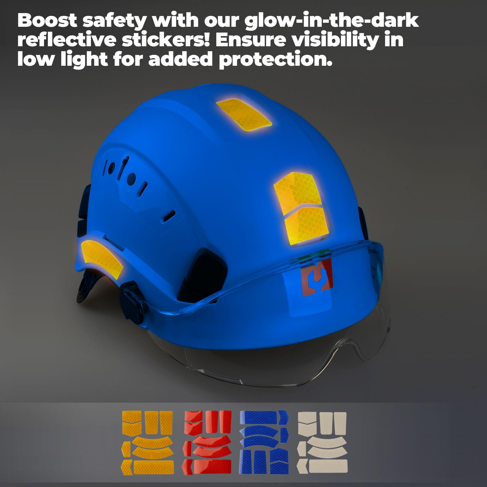 Casco de Seguridad, Casco EN397 con Bandas Absorbentes y Visera, 53 a 63cm Diadema Ajustable, Material ABS Resistente para Hombres Mujeres