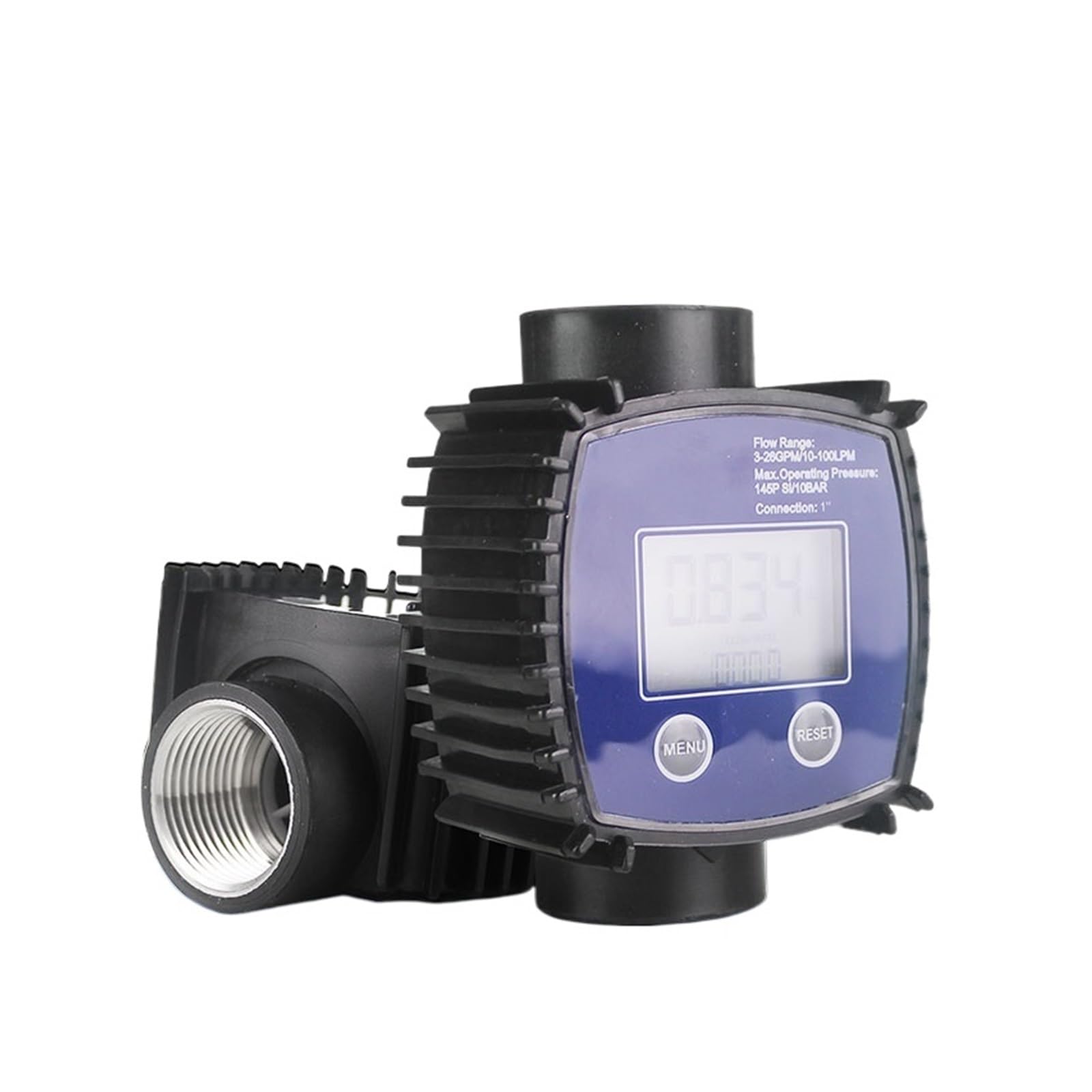 MKHJKIOII K24 Flow Meter Methanol Oil, Electronic Fuel, Digital Gauge Female Thread Flowmeter(1 inch at both ends)
