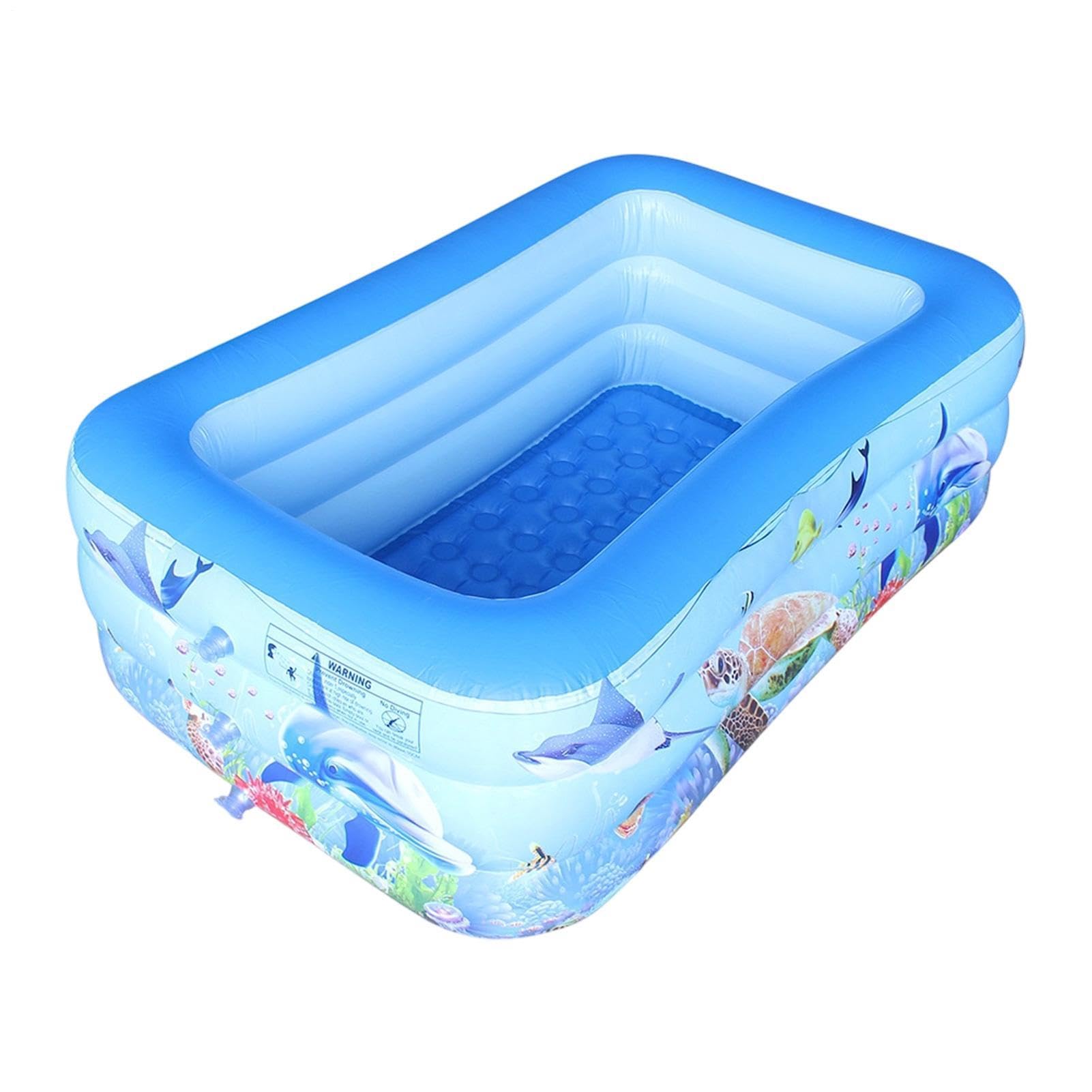 Piscina Gonfiabile per Bambini Rettangolare 140x90x45 cm con Fondo Morbido | Vasca da Bagno Portatile in PVC Spessorato, Ideale per Giardino, Neonato ed All'aperto