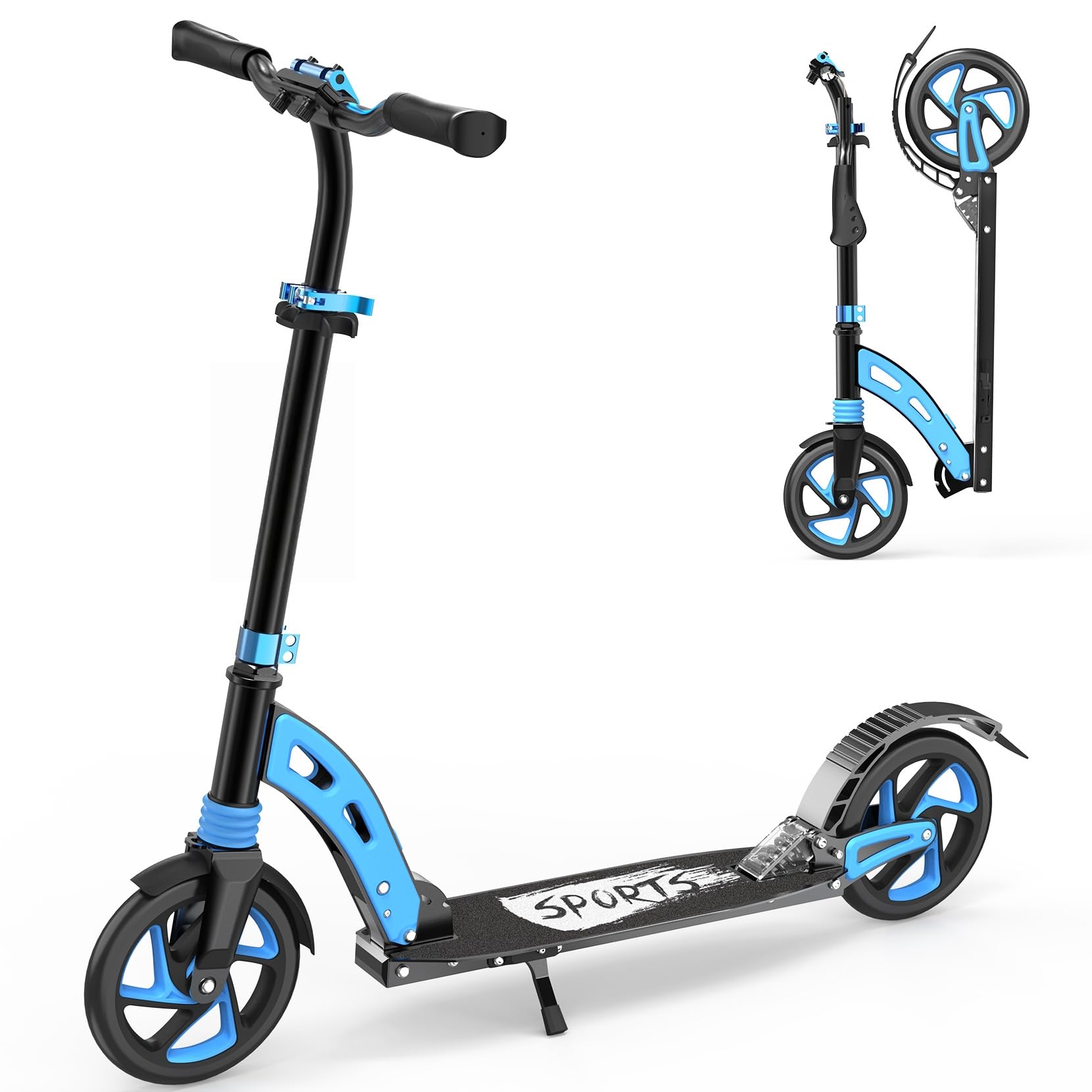 Roller Kinder 6 7 8 9 10+Jahre,Aluminium Scooter,Cityroller Doppeltes Federungssystem,Höhenverstellbar&Klappbar Tretroller,Kickscooter bis100kg Belastbar für Kinder/Jugendliche & Erwachsene