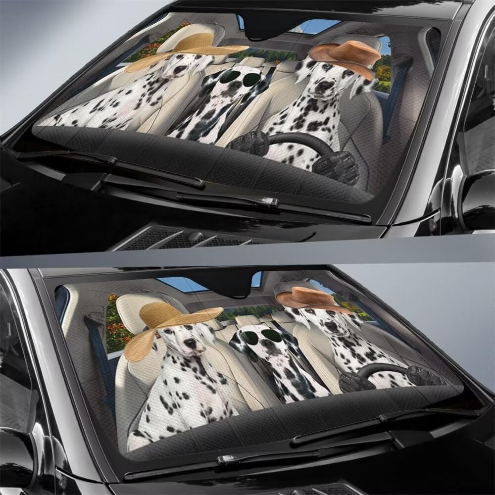 Dog Driving Car Windshield Sunshade Personalized Pattern Vehicel Sunshade for Front Windshield UV Ray Reflector Sun Protector Sun Shade Visor,Keep Vehicle Cool,57x27.5 Inches