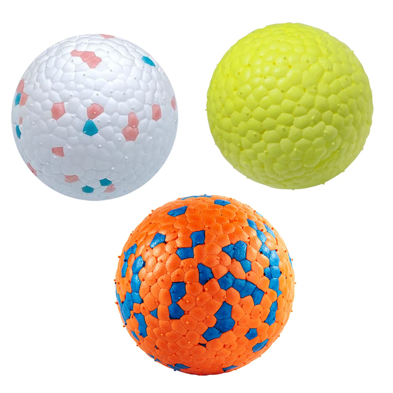 DLDER Indestructible Floating Bouncy Balls for Small Breed Dogs - Lightweight, Durable, Odourless - 2.5" - 3 Pack