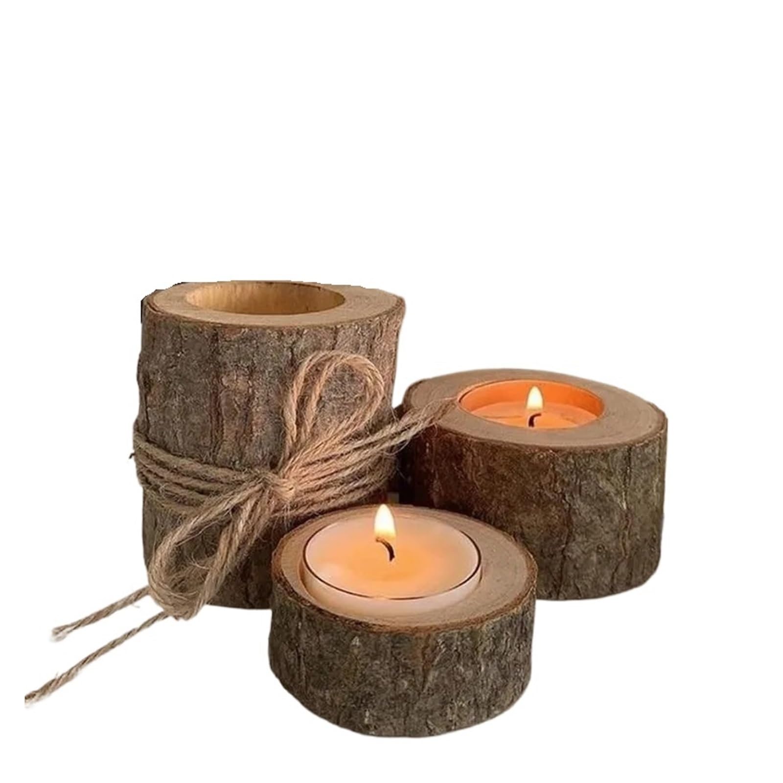 Wooden Tealight Candle Holder Rustic 3 PCS Wood Tea Light Candle Holders Tealight Candlestick Home Table Centerpiece for Wedding Party Decor