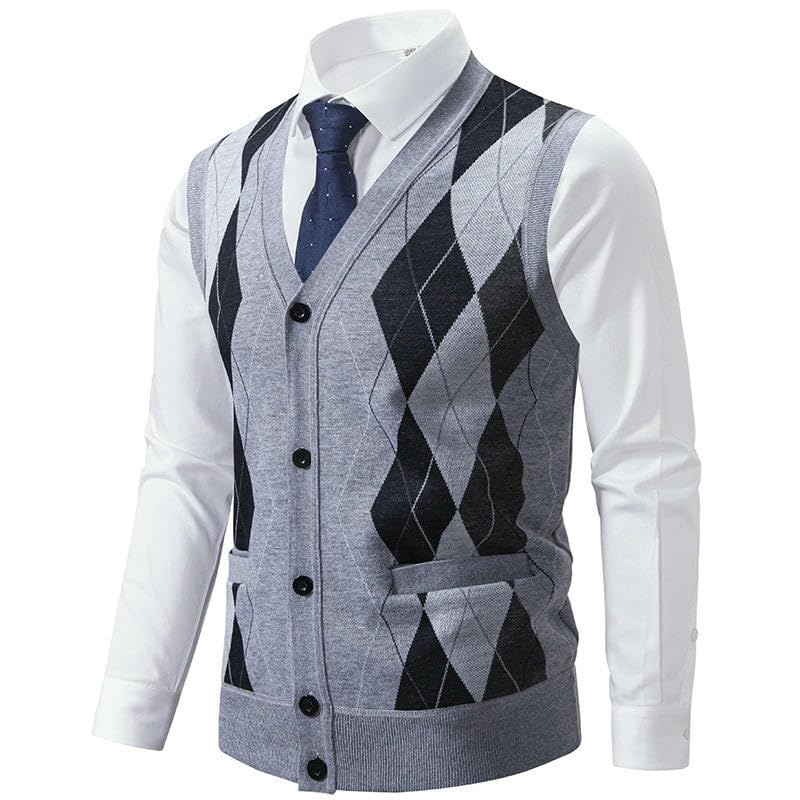 Chaleco de punto para hombre sin mangas con forro térmico 4