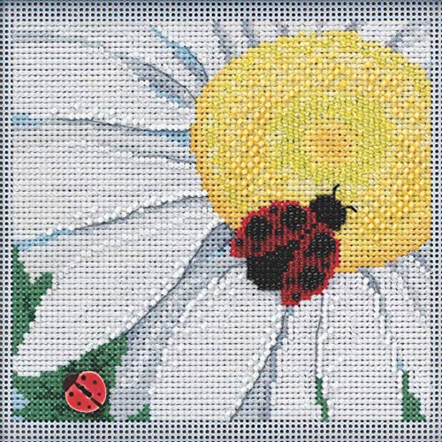 Ladybug on Daisy Beaded Counted Cross Stitch Kit Mill Hill 2021 Buttons & Beads Spring MH142116, multi