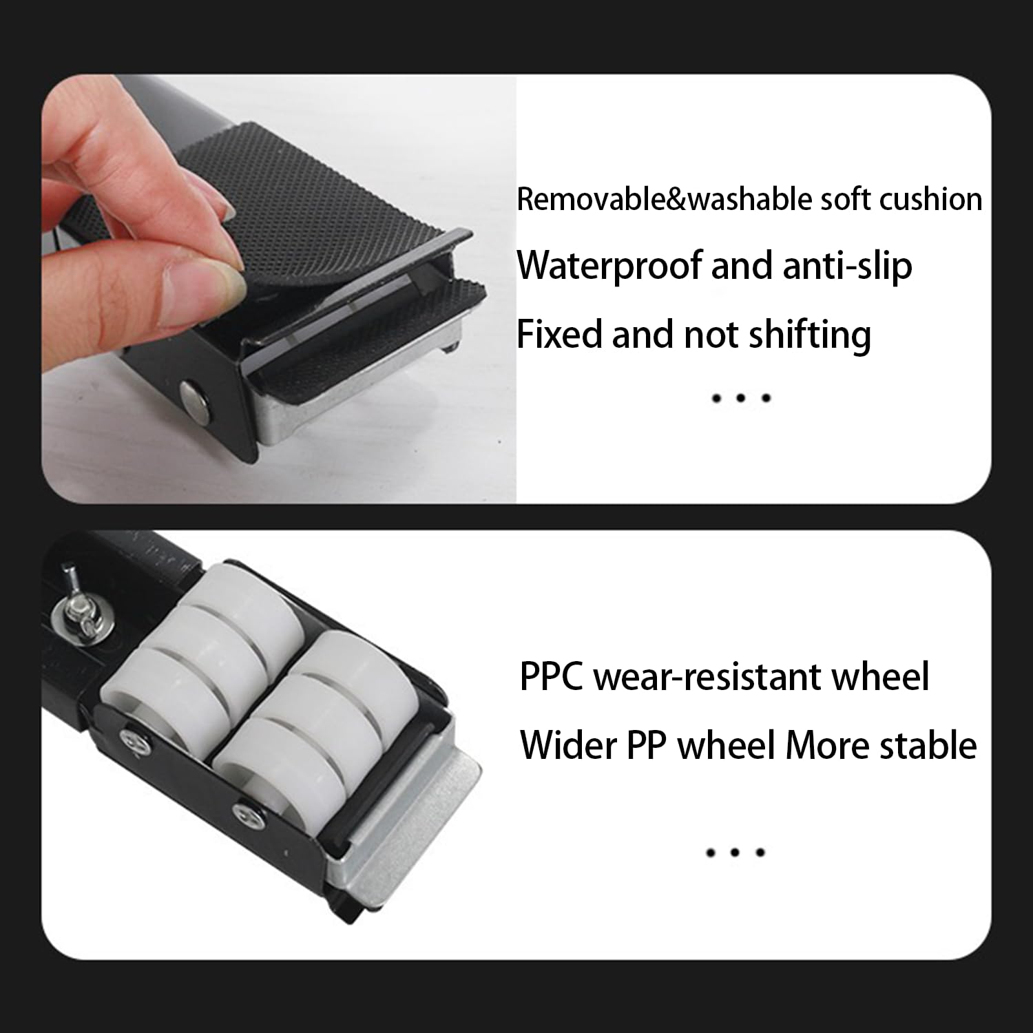 Furniture Moving Rollers with Brake, 300kg Load Capacity, Heavy Duty Wheels for Appliances (black, 2pc) - Image 4