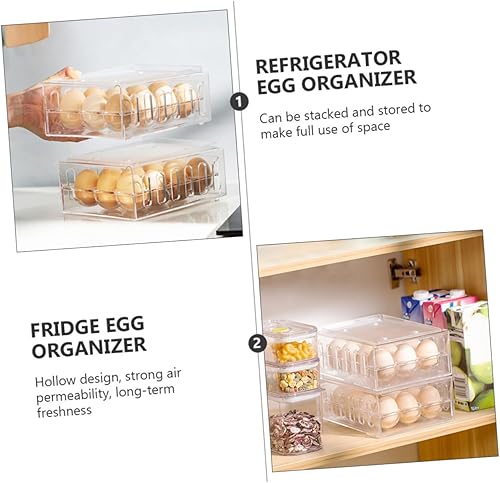 Miniatura 7 de Alipis Transparent Egg Storage Organizer Bin with Ventilation Dual-layer Refrigerator Drawer for Eggs Breathable Spacious Design for Kitchen Fridge