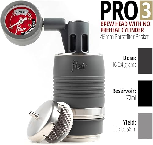 Miniatura 10 de Flair Espresso Maker PRO 2 (cromado) - Una cafetera de espresso con palanca manual con cabezal de infusión de acero inoxidable y manómetro