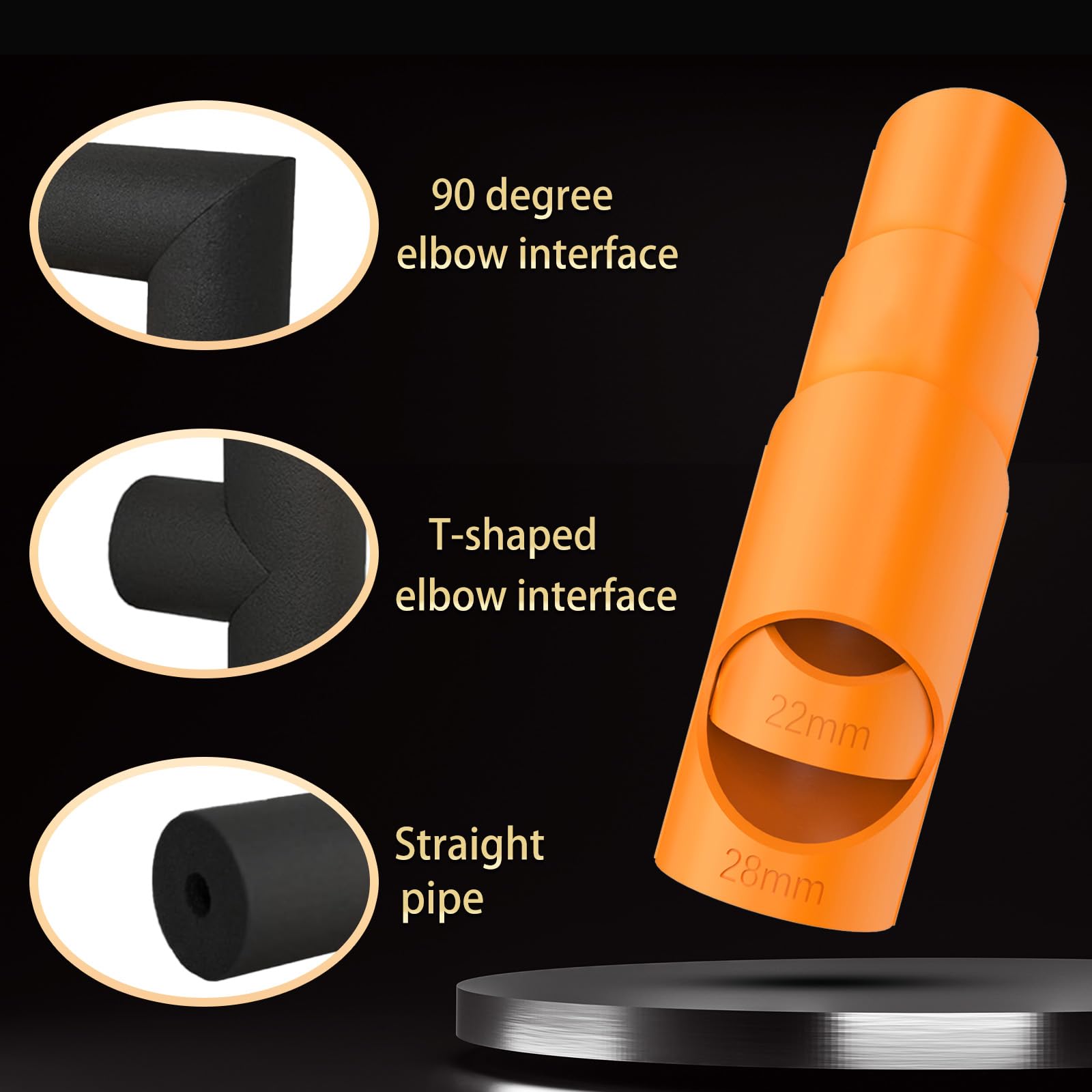 Pipe Lagging Insulation Foam Cutter Tool, 15mm & 22mm & 28mm Set, for 45-Degree Angles and Copper Pipe Insulation (Non-3D Printing) - Image 3