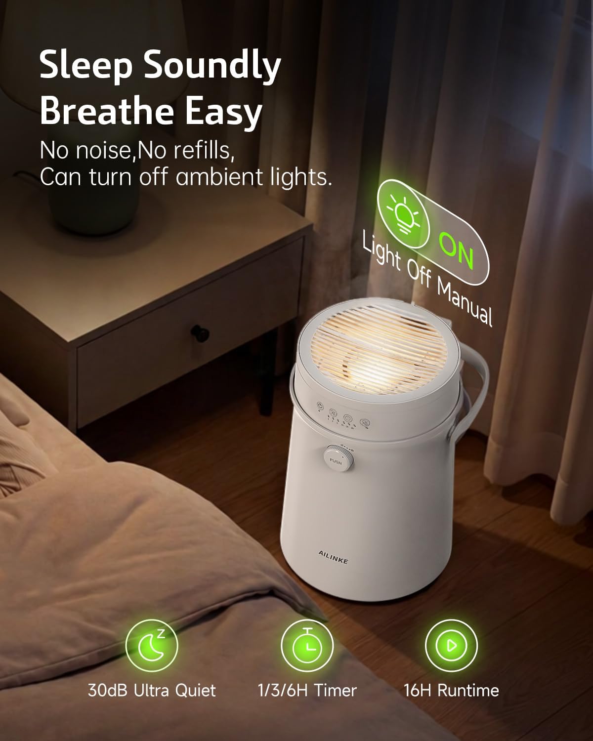 Stainless Steel Humidifier for Bedroom, Warm Mist Steam Humidifier 4L with Self-Cleaning Mode, Easy Clean Dishwasher Safe Humidifiers for Large room Living Room Home Office, Tip-Over Protection, White