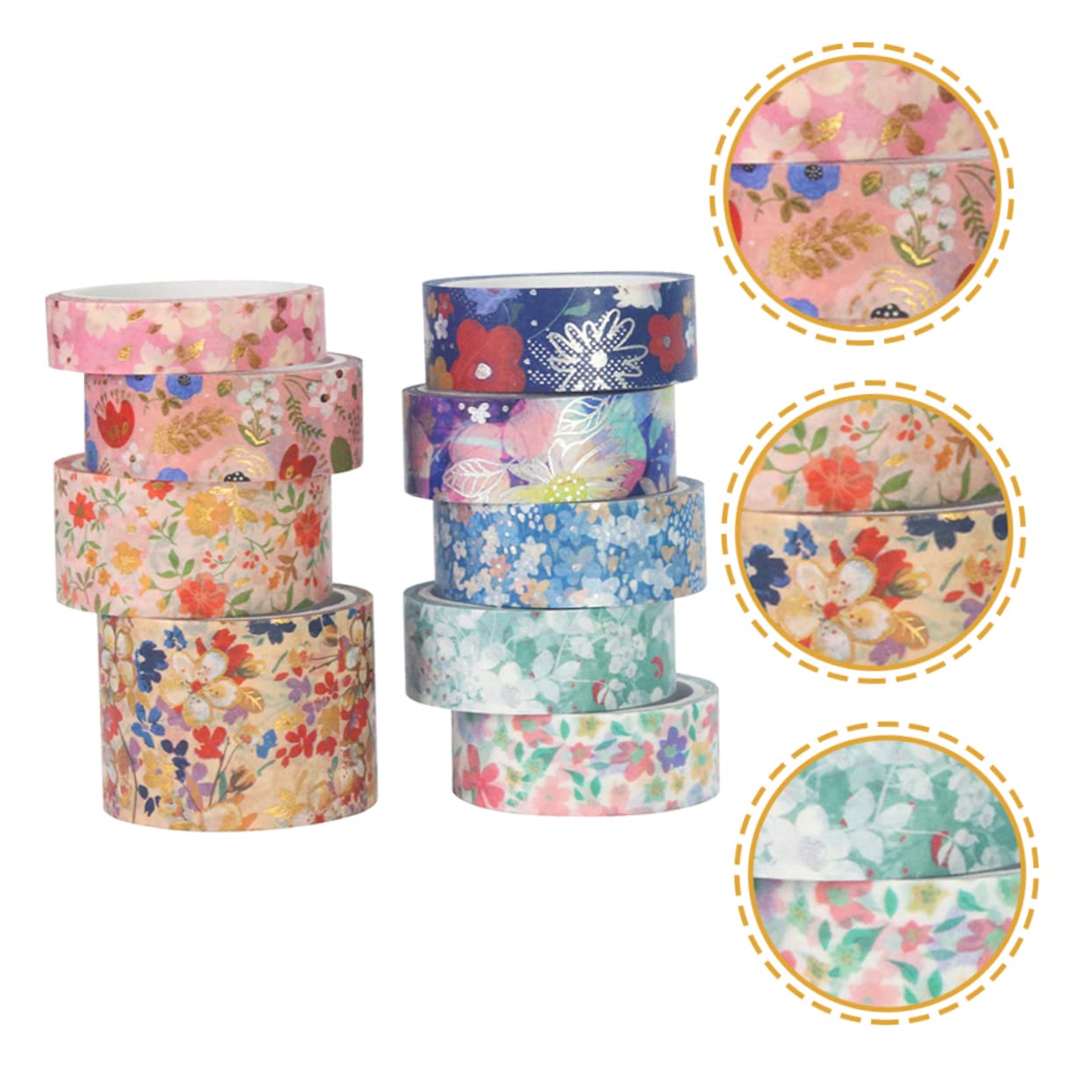 Angoily 4 Sätze Washi Tape Mit Blumenmuster Diy Papierklebebänder Für Scrapbooking Journaling Und Bastelprojekte 9 Rollen * 4