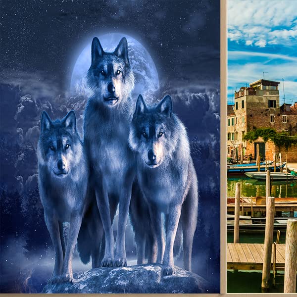Vinilo decorativo para ventana Horror Wolves 23.6x35.4 in miniatura 1