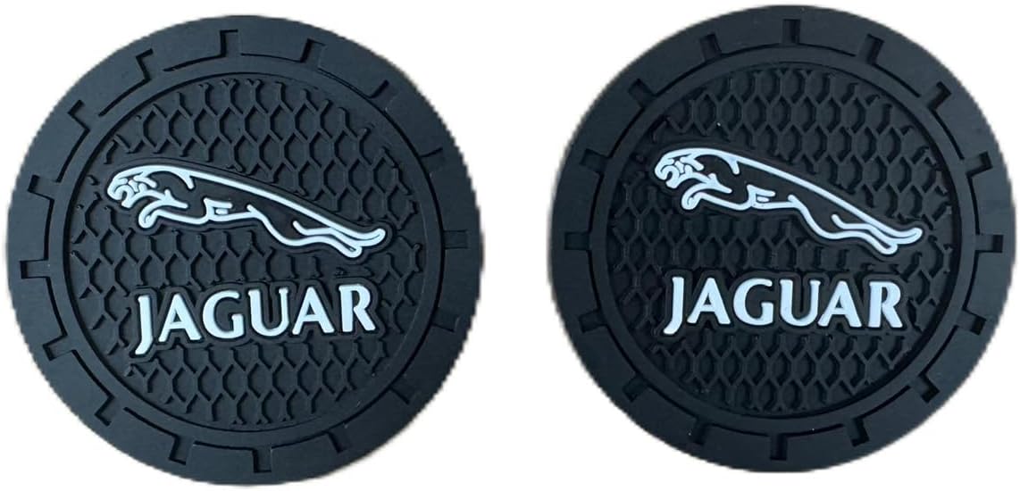 Car Cup Holder Coasters Compatible with Jaguar Series Interior Accessories,Recessed Silicone Anti Slip Cup Holder Coaster Interior Accessories 2.75in 2Pack(Black)
