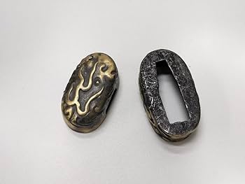 ヴィンテージ　日本刀装具　縁頭　(匿名配送) 最上級金工縁頭江隣斎利秀在銘 変塗鞘打刀拵 鉄地吉備真備 鬼