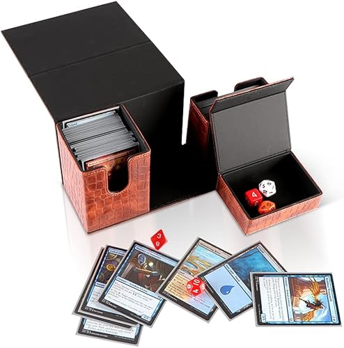 Miniatura 7 de Caja de almacenamiento de cartas con dos compartimentos para tarjetas y uno para dados. Capacidad para hasta 192 tarjetas y 15 dados de piel
