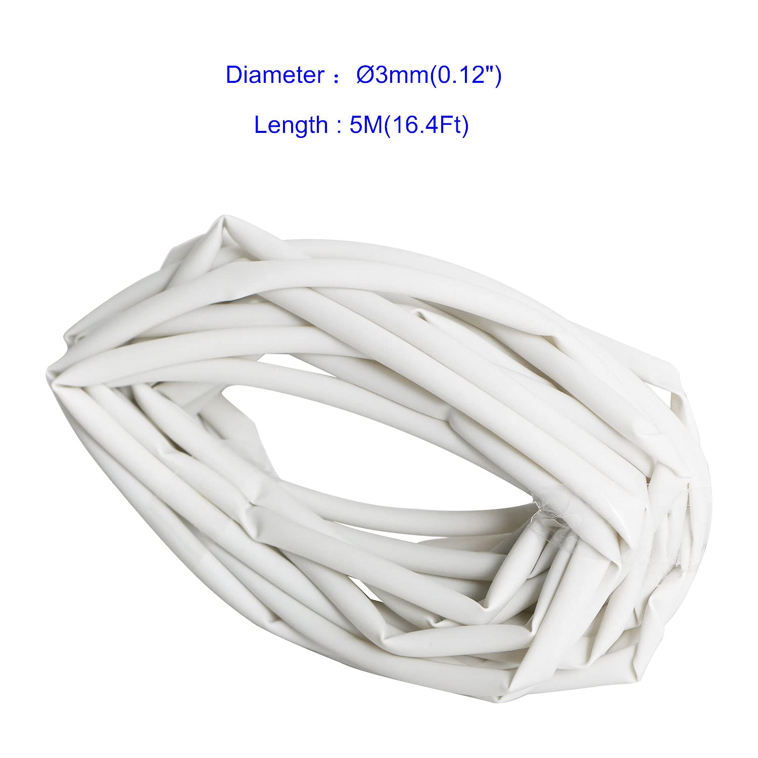 Aoje-Link 3mm ID White Heat Shrink Tubing Shrinkable Tube 5M(16.4Ft) 1pcs