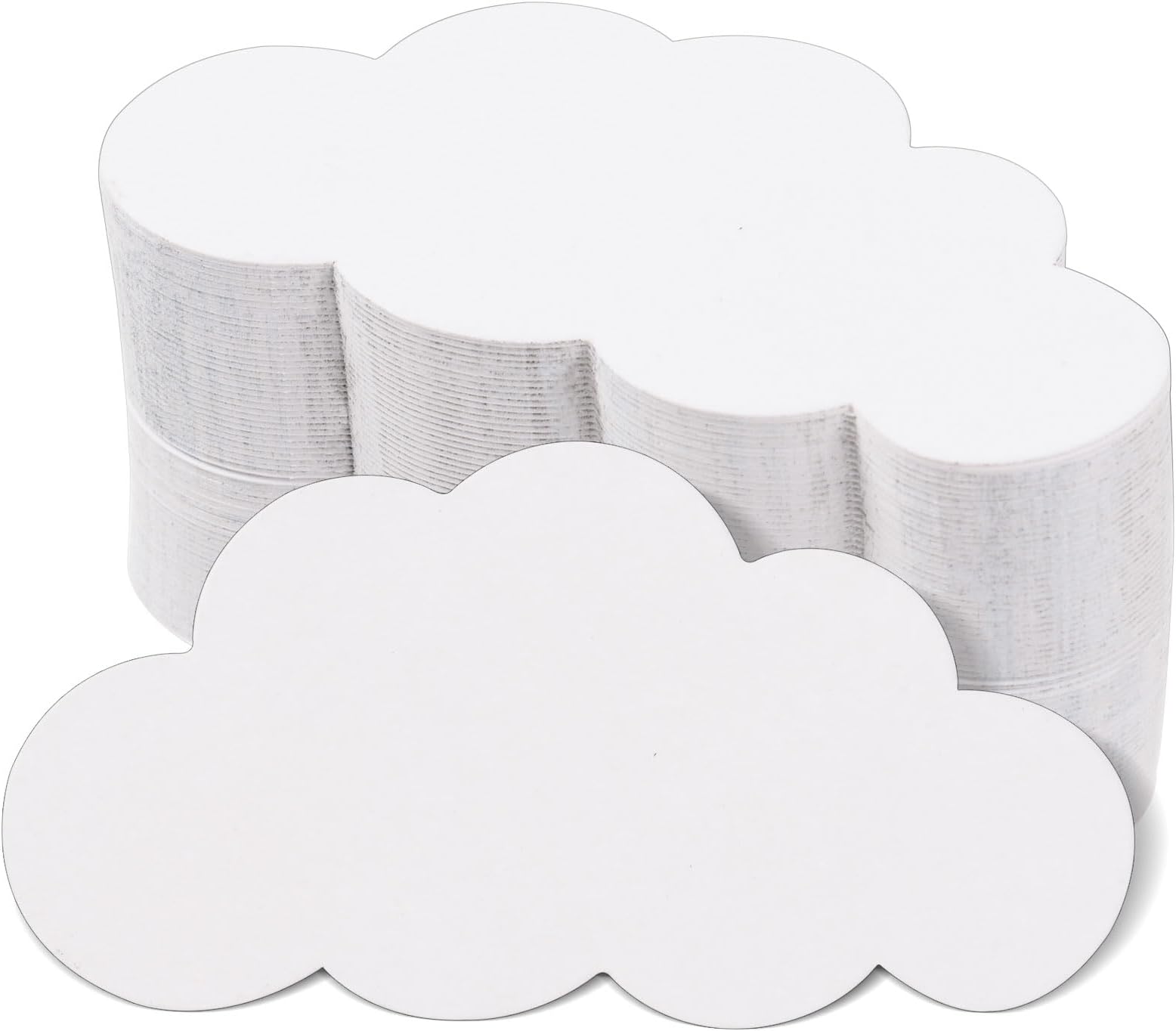 MixTeach 200 Pcs White Cloud Cutouts - 4 Inch Paper Cloud Shapes Die Cut Double Sided Classroom Decoration for Bulletin Board DIY Kids School Craft Projects Party Wall Decoration