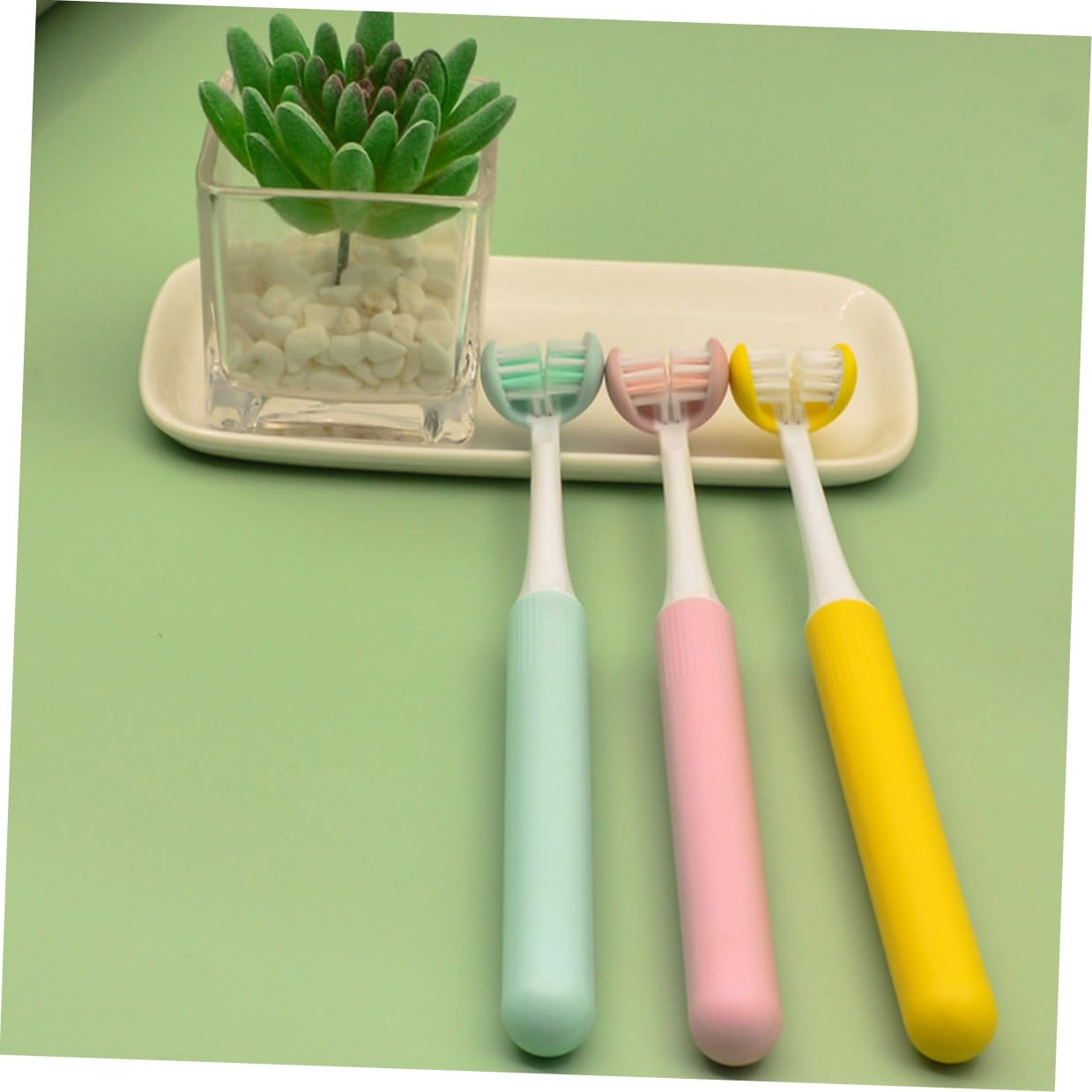Alipis Spazzolino da Denti a 3 Lati la Pulizia Orale, Spazzolino Manuale Setole Morbide, Ergonomico, per Adulti, per Casa, Viaggio e Uso Quotidiano, Testina Flessibile senza Irritazioni