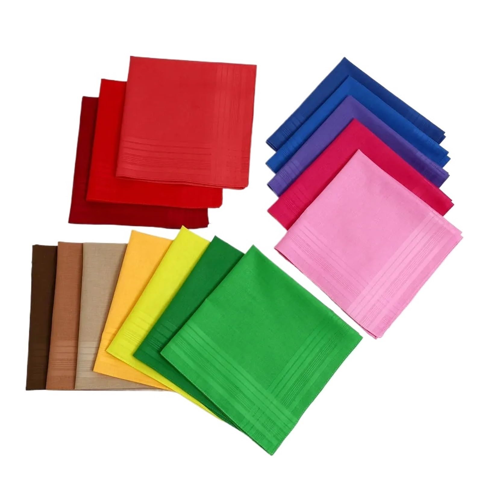 Fazzoletto da Taschino per Uomo Fazzoletto in puro cotone da 12 pezzi | Asciugamano assorbente for il sudore, sottobicchiere in tinta unita, da uomo