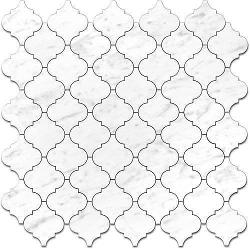 STICKGOO Arabesque - Azulejo para salpicaduras en muro para cocina y baño azulejos de mosaico compuesto y metal negro 10 hojas