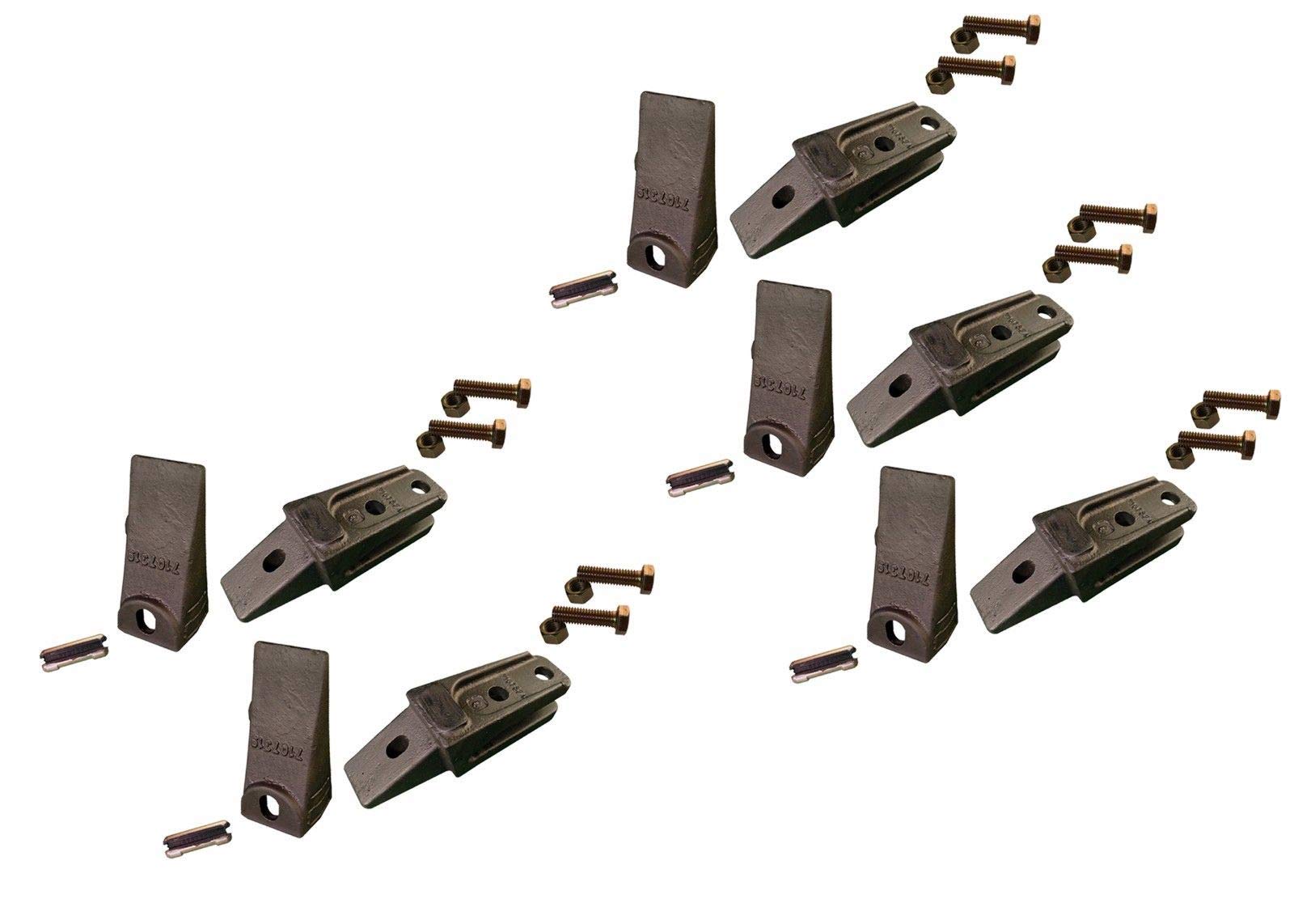 5 - Bobcat Style Mini Excavator Bolt On Bucket Shanks 7107324, Bucket Teeth 7107319, Pins 6737326, & Hardware.