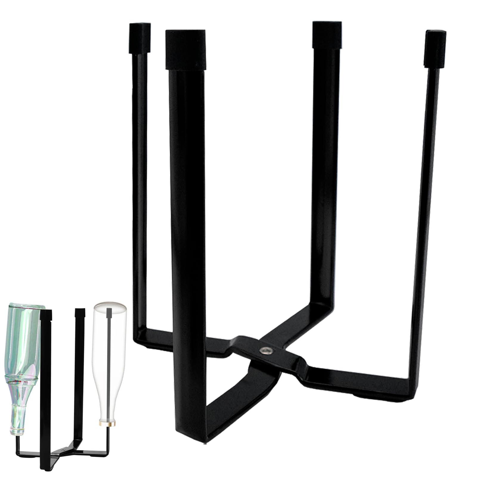 Escurridor de botellas, plegable, soporte de secado, soporte de bolsa de basura, para biberones, vasos, negro/blanco (Negro)