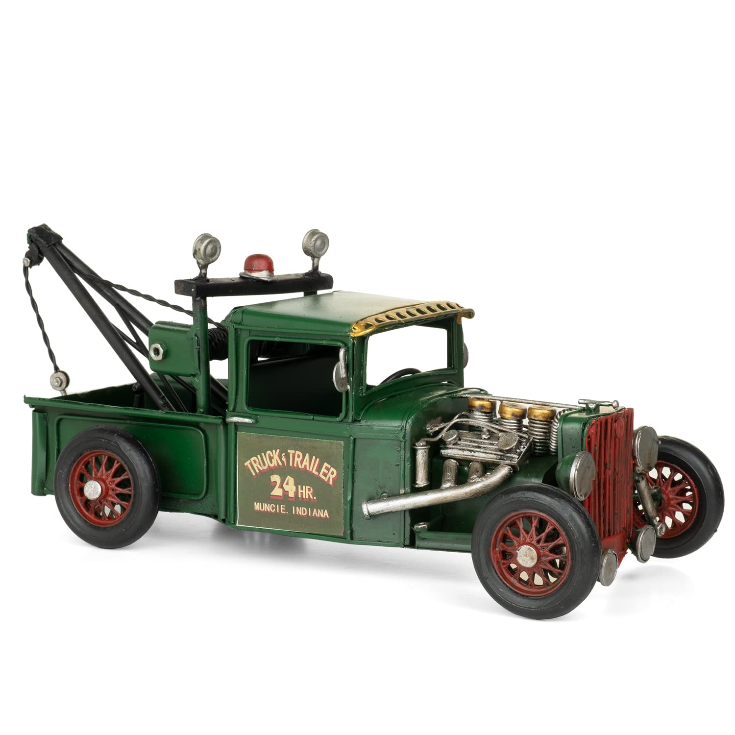 Moritz Blech-Deko Auto Abschleppfahrzeug grün Blechdekoration Blechmodell Modellauto Retro Sammlerstück Vintage Deko Nostalgie Antik Style