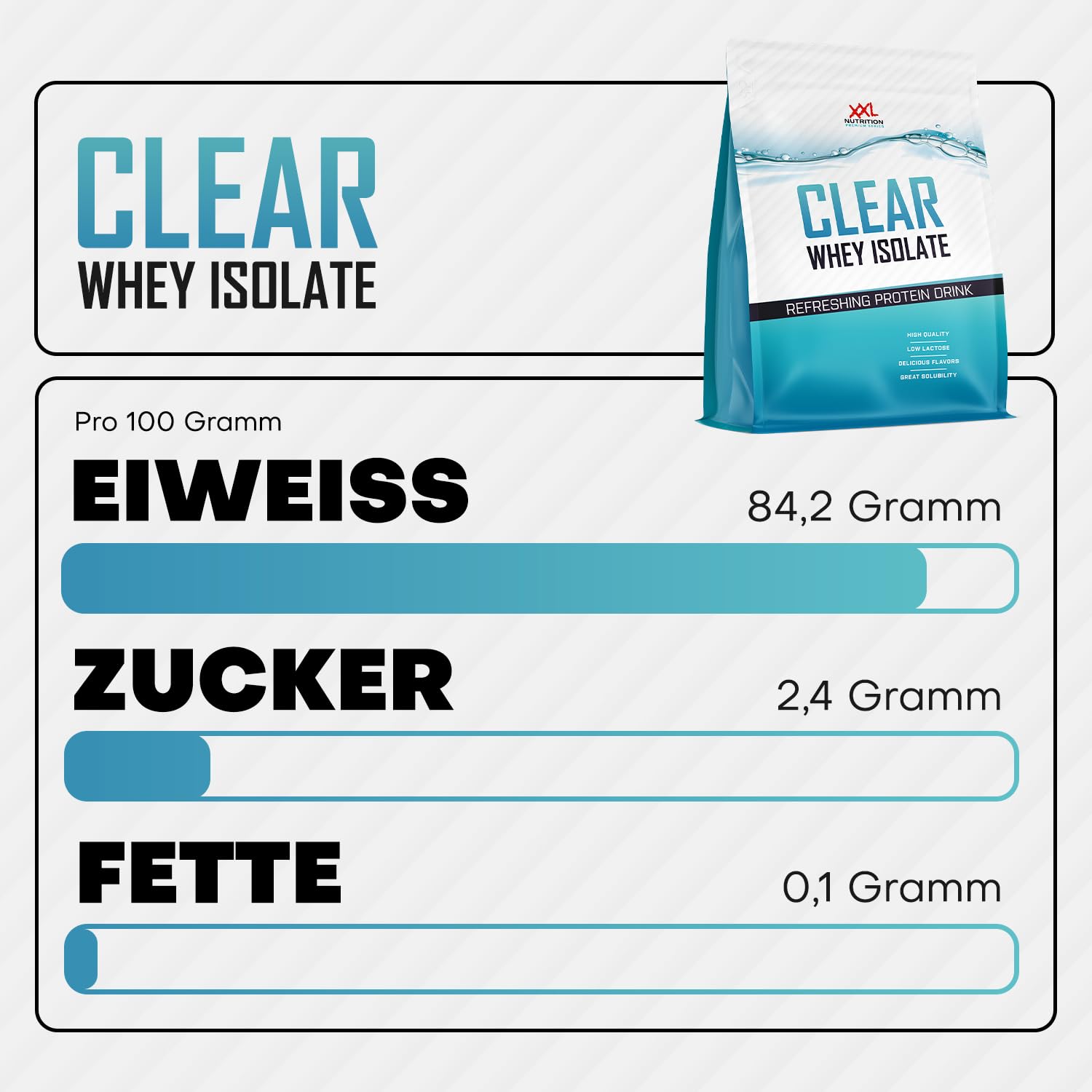XXL Nutrition - Clear Whey Isolate - Protein Limo, Protein Isolat - Ice Tea Peach - 1000 Gramm