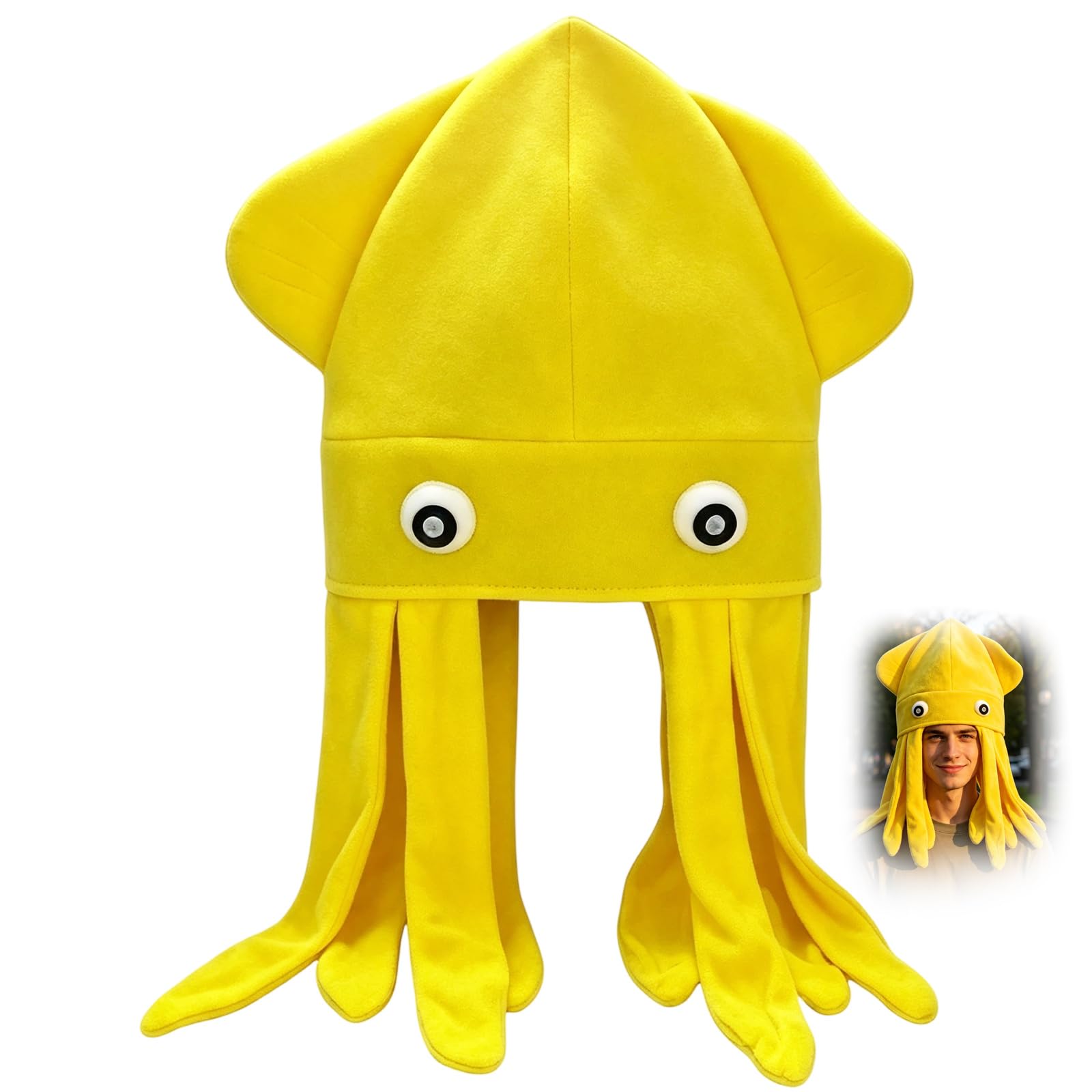 WORUIB Yellow Octopus Hat, Silly Hat for Costume Parties and Events