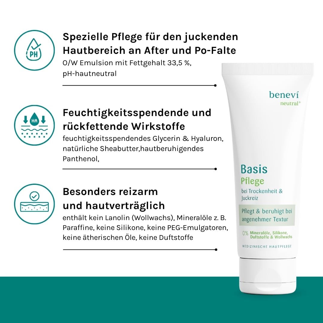 Basispflege 75ml bei Juckreiz an After und Po-Falte für die akute und dauerhafte tägliche Pflege