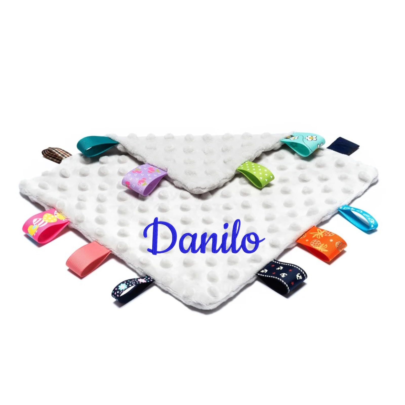 Couverture Doudou Bébé Personnalisée Avec Prénom - Taille 25x25cm, Broderie Nom, Sensorielle, Lavable, Cadeau Naissance - 4