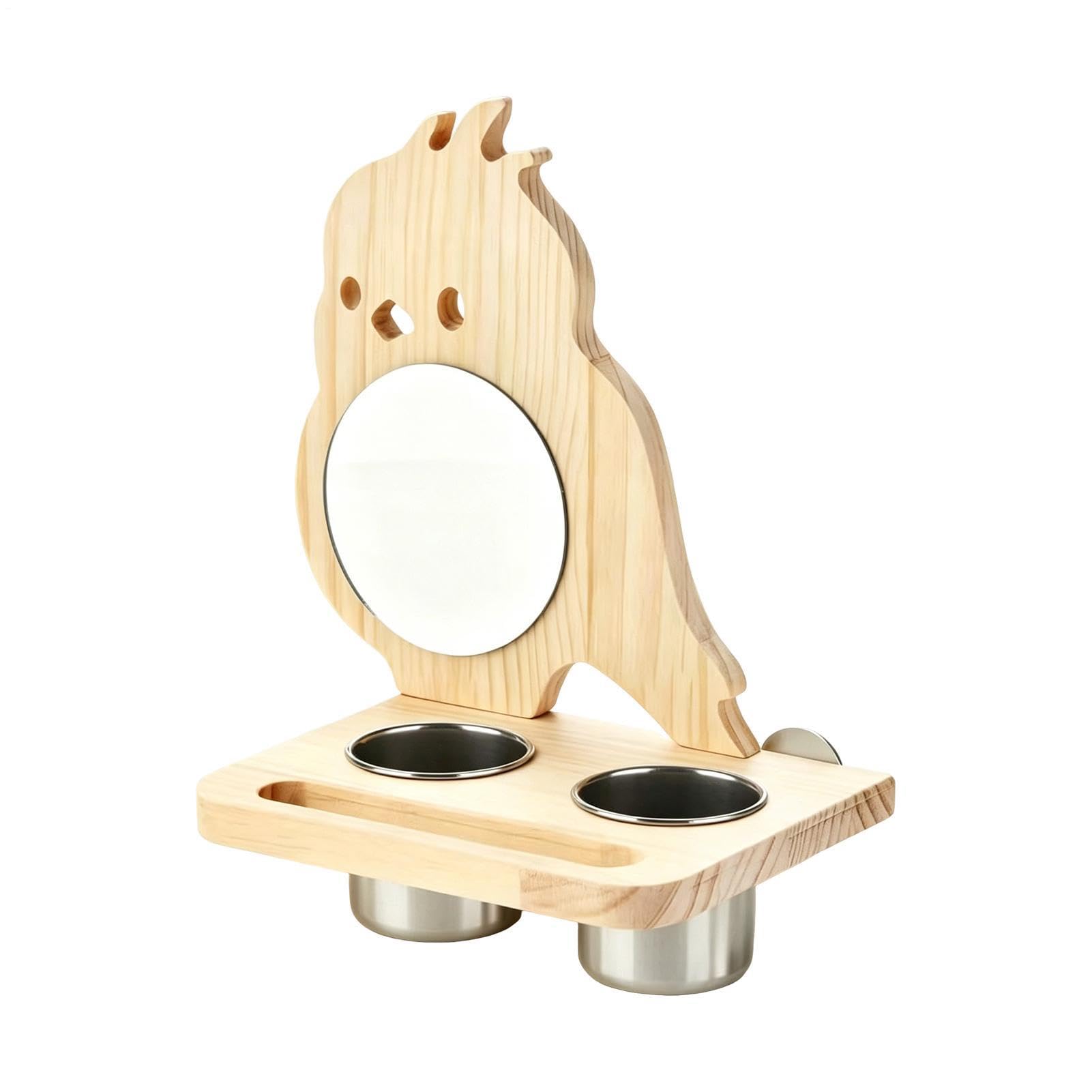 Bird Toys with Mirror - Wooden Fun Playground Cage Accessory, Parakeet Bird Cage Toys for Indoor, Outdoor, Garden Yard Use, Lovebirds Cockatoos Cockatiels Conures Budgerigar Activity Toy